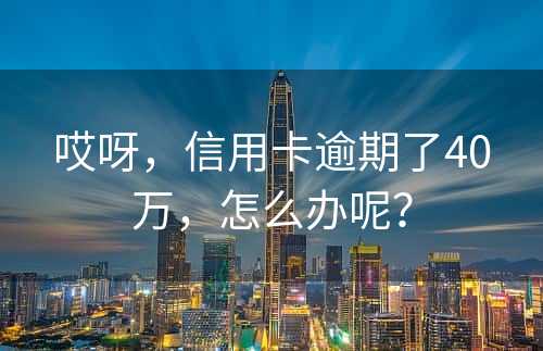 哎呀，信用卡逾期了40万，怎么办呢？