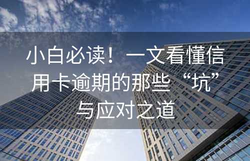 小白必读！一文看懂信用卡逾期的那些“坑”与应对之道