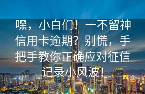 嘿，小白们！一不留神信用卡逾期？别慌，手把手教你正确应对征信记录小风波！