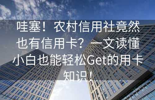 哇塞！农村信用社竟然也有信用卡？一文读懂小白也能轻松Get的用卡知识！