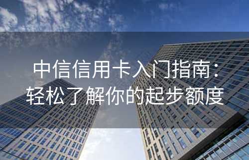 中信信用卡入门指南：轻松了解你的起步额度