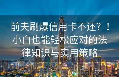 前夫刷爆信用卡不还？！小白也能轻松应对的法律知识与实用策略