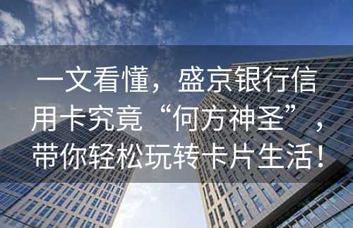 一文看懂，盛京银行信用卡究竟“何方神圣”，带你轻松玩转卡片生活！