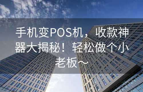 手机变POS机，收款神器大揭秘！轻松做个小老板～