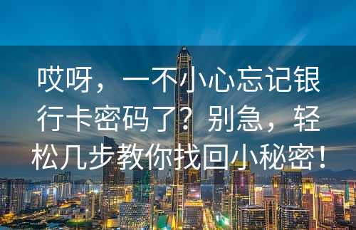 哎呀，一不小心忘记银行卡密码了？别急，轻松几步教你找回小秘密！