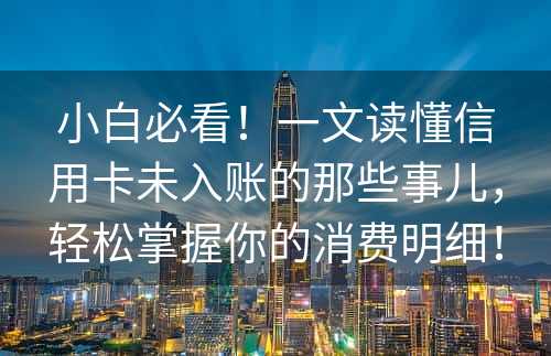 小白必看！一文读懂信用卡未入账的那些事儿，轻松掌握你的消费明细！