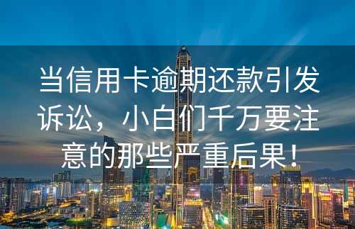 当信用卡逾期还款引发诉讼，小白们千万要注意的那些严重后果！