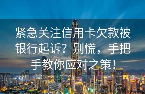 紧急关注信用卡欠款被银行起诉？别慌，手把手教你应对之策！