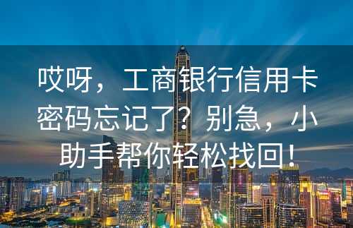 哎呀，工商银行信用卡密码忘记了？别急，小助手帮你轻松找回！