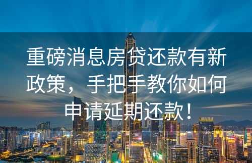 重磅消息房贷还款有新政策，手把手教你如何申请延期还款！