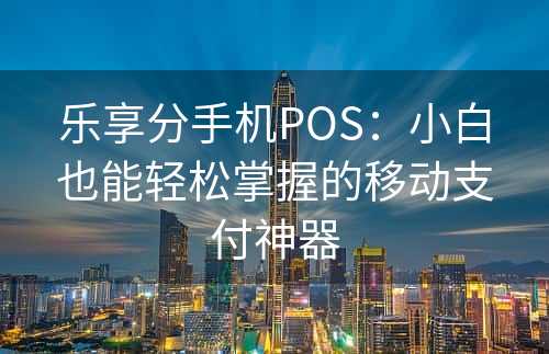 乐享分手机POS：小白也能轻松掌握的移动支付神器