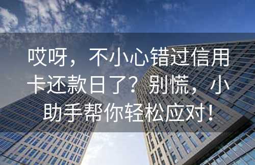 哎呀，不小心错过信用卡还款日了？别慌，小助手帮你轻松应对！