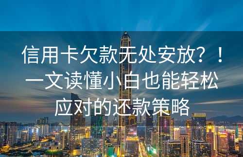 信用卡欠款无处安放？！一文读懂小白也能轻松应对的还款策略