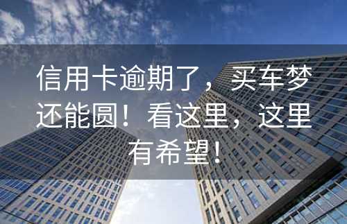 信用卡逾期了，买车梦还能圆！看这里，这里有希望！