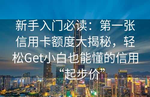 新手入门必读：第一张信用卡额度大揭秘，轻松Get小白也能懂的信用“起步价”