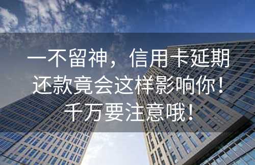 一不留神，信用卡延期还款竟会这样影响你！千万要注意哦！