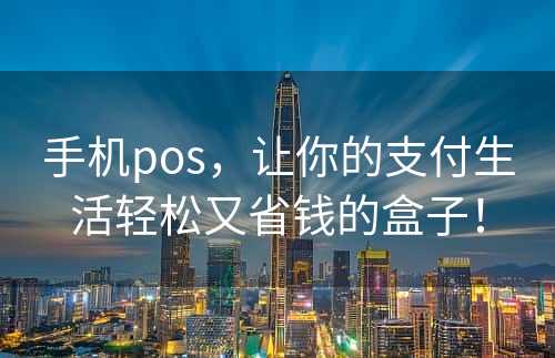 手机pos，让你的支付生活轻松又省钱的盒子！