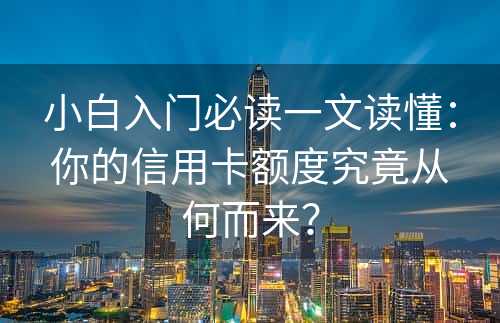 小白入门必读一文读懂：你的信用卡额度究竟从何而来？