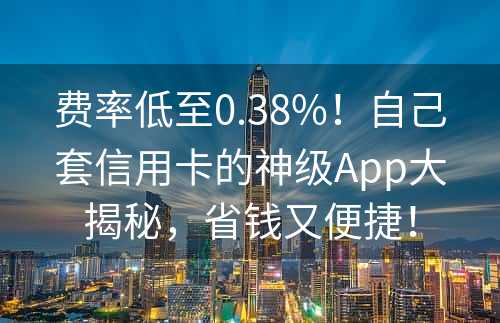 费率低至0.38%！自己套信用卡的神级App大揭秘，省钱又便捷！