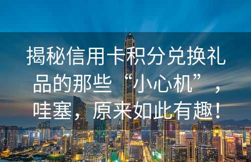 揭秘信用卡积分兑换礼品的那些“小心机”，哇塞，原来如此有趣！