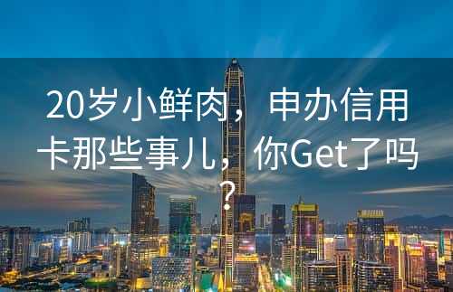 20岁小鲜肉，申办信用卡那些事儿，你Get了吗？