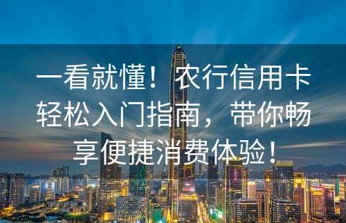 一看就懂！农行信用卡轻松入门指南，带你畅享便捷消费体验！