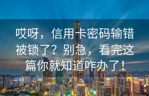 哎呀，信用卡密码输错被锁了？别急，看完这篇你就知道咋办了！