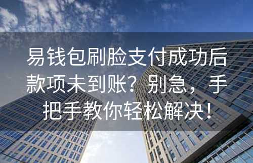 易钱包刷脸支付成功后款项未到账？别急，手把手教你轻松解决！