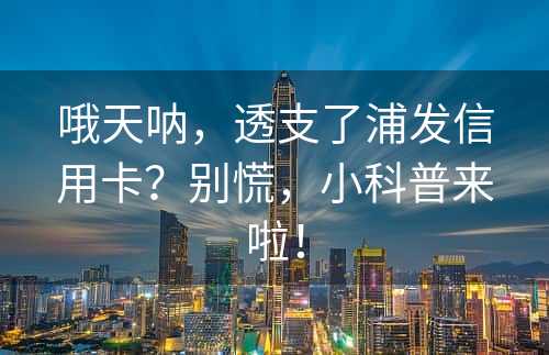 哦天呐，透支了浦发信用卡？别慌，小科普来啦！