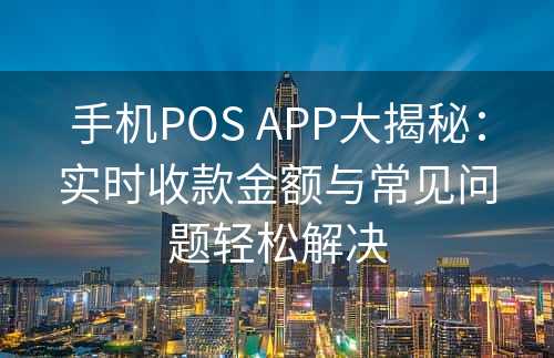 手机POS APP大揭秘：实时收款金额与常见问题轻松解决