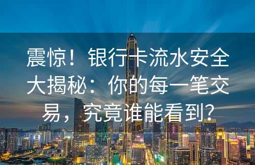 震惊！银行卡流水安全大揭秘：你的每一笔交易，究竟谁能看到？