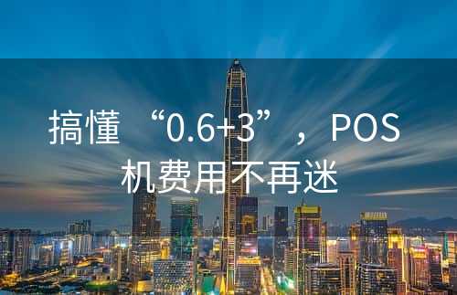 搞懂 “0.6+3”，POS 机费用不再迷