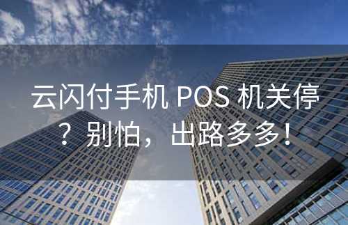 云闪付手机 POS 机关停？别怕，出路多多！