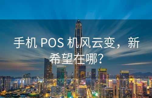 手机 POS 机风云变，新希望在哪？