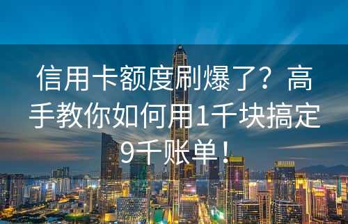 信用卡额度刷爆了？高手教你如何用1千块搞定9千账单！