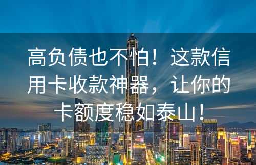 高负债也不怕！这款信用卡收款神器，让你的卡额度稳如泰山！