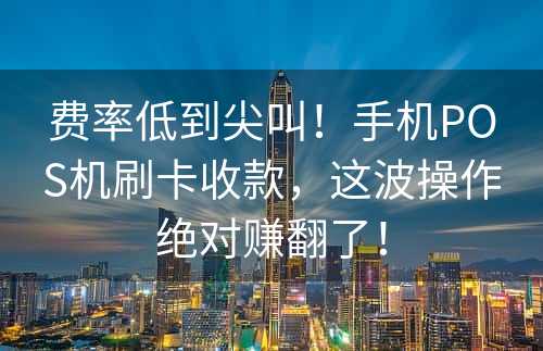 费率低到尖叫！手机POS机刷卡收款，这波操作绝对赚翻了！