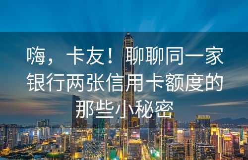 嗨，卡友！聊聊同一家银行两张信用卡额度的那些小秘密