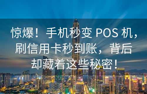 惊爆！手机秒变 POS 机，刷信用卡秒到账，背后却藏着这些秘密！