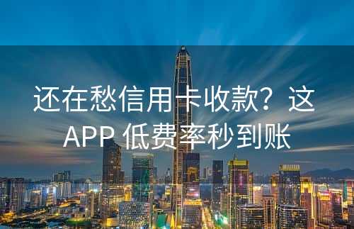 还在愁信用卡收款？这 APP 低费率秒到账