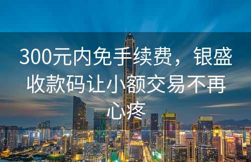 300元内免手续费，银盛收款码让小额交易不再心疼