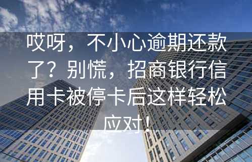 哎呀，不小心逾期还款了？别慌，招商银行信用卡被停卡后这样轻松应对！