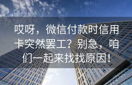 哎呀，微信付款时信用卡突然罢工？别急，咱们一起来找找原因！