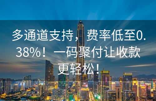 多通道支持，费率低至0.38%！一码聚付让收款更轻松！