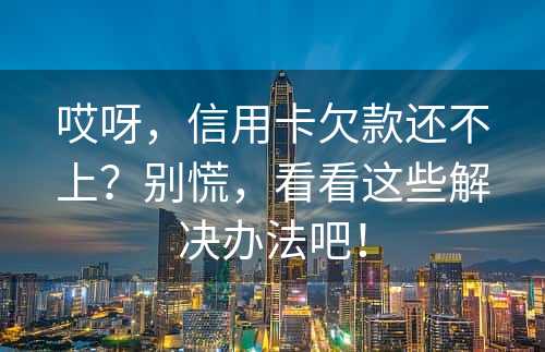 哎呀，信用卡欠款还不上？别慌，看看这些解决办法吧！