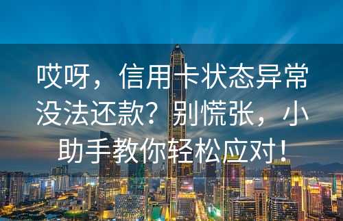 哎呀，信用卡状态异常没法还款？别慌张，小助手教你轻松应对！